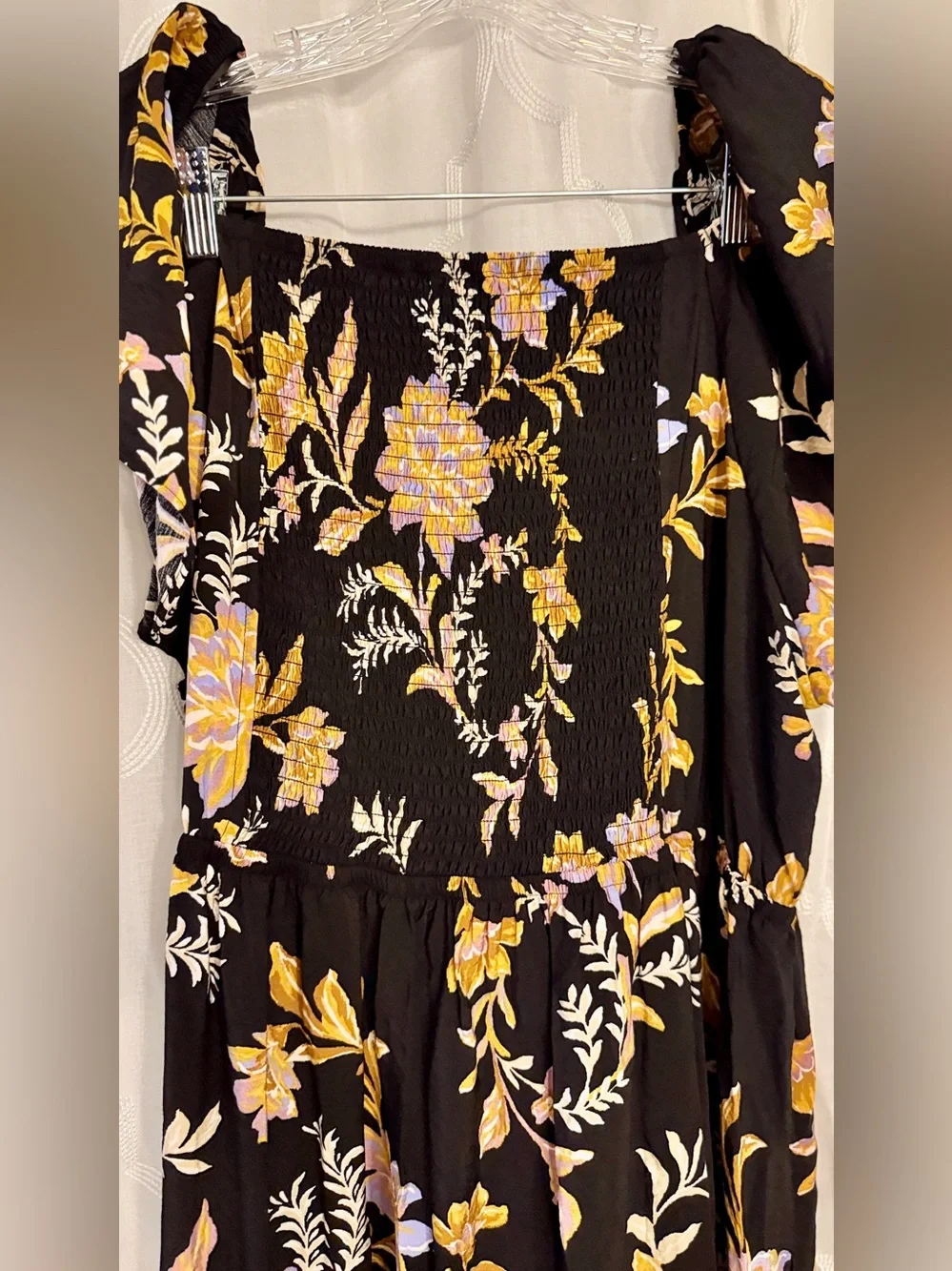 NWT Terra & Sky Black Floral Flutter Sleeve Midi Dress 2X - Picture 10 of 13